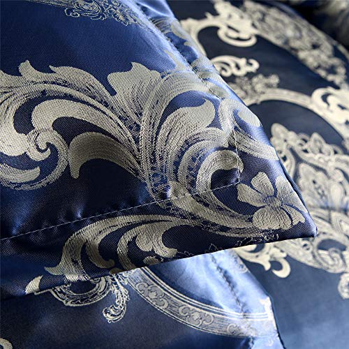 Raytrue-X King Comforter Set Silk Blanket All Season Bed Comforter King Set Royal Blue Jacquard Quilt Soft Microfiber Bedding Sets Matching 2 Pillow Shams(King, 104x90 inches) Raytrue-X