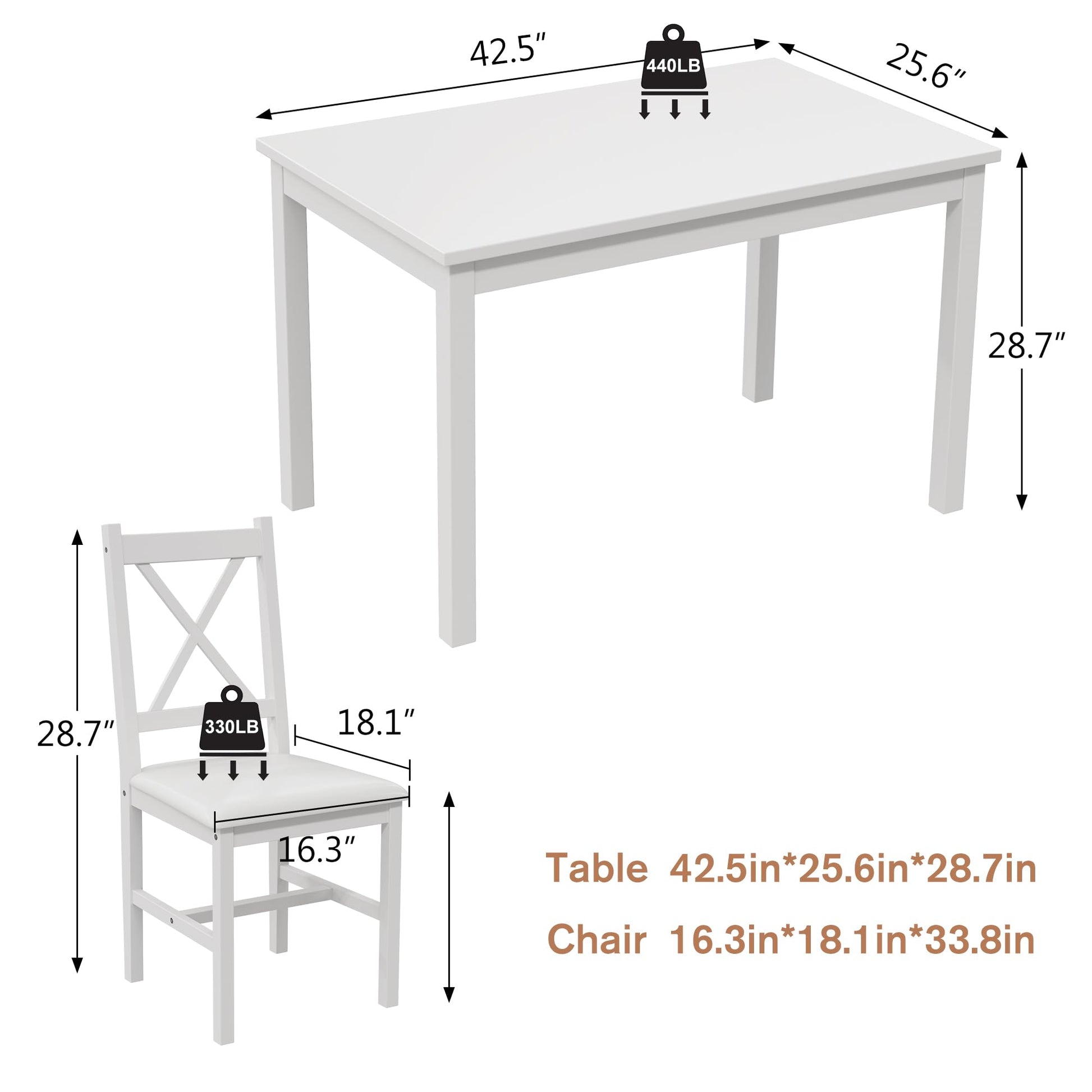 Lumelay Dining Table Set for 2-4 Person,Morden Wooden Small Kitchen Table Set,5 Piece Breakfast Dining Room Table and Upholstered Chairs for Apartment,Space-Saving Design (White) - WoodArtSupply