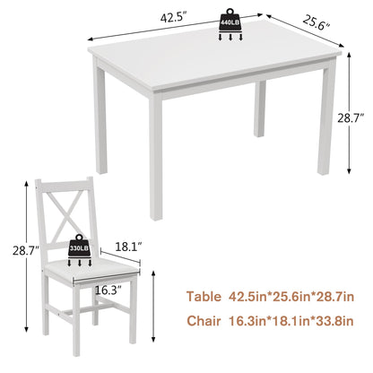 Lumelay Dining Table Set for 2-4 Person,Morden Wooden Small Kitchen Table Set,5 Piece Breakfast Dining Room Table and Upholstered Chairs for Apartment,Space-Saving Design (White) - WoodArtSupply