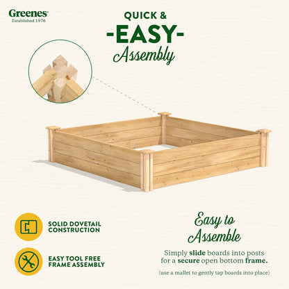 Greenes Fence Original Cedar Raised Garden Bed, 4' x 4' x 10.5" - Made in USA with North American Cedar - WoodArtSupply