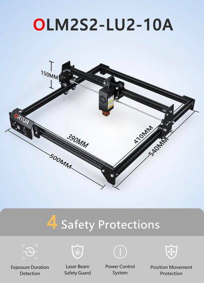 Ortur Laser Master 2 S2 LU2-10A, 10W Output Power Laser Engraver and Cutter, 0.05 x 0.1mm Compressed Spot Laser Engraver for Wood and Metal, 390 x 410mm Laser Engraving Area - WoodArtSupply