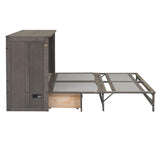 Queen Size Murphy Bed with Charging Station and Storage Drawer in Antique Gray Quarte