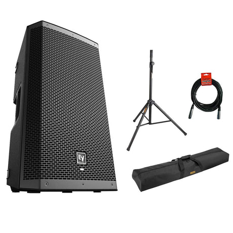 Electro-Voice ZLX-12BT 12" 2-Way 1000W Bluetooth Powered Loudspeaker (Black) with Steel Speaker Stand, Stand Bag 51"& XLR Cable Bundle Electro-Voice