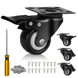 QNCZ 2" Caster Wheels, Casters Set of 4 Heavy Duty but Silent, Excellent Locking Casters with Polyurethane (PU) Wheels, Swivel Plate Castor Wheels for Cart, Furniture, Workbench QNCZ