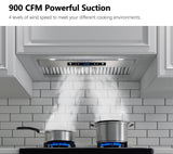 IKTCH 36 inch Built-in/Insert Range Hood 900 CFM, Ducted/Ductless Convertible Duct, Stainless Steel Kitchen Vent Hood with 2 Pcs Adjustable Lights and 3 Pcs Baffle Filters with Handlebar(IKB02-36'') IKTCH
