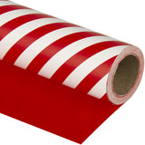 WRAPAHOLIC Reversible Wrapping Paper - Mini Roll - 17 Inch x 33 Feet - Red and Stripes Design for Christmas, Birthday, Holiday, Wedding, Baby Shower WRAPAHOLIC