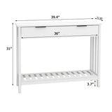 TaoHFE White Narrow Console Table with Storage Modern Wood Entryway Table with Drawer Hallway Table Sofa Tables for Living Room, Entrance Tables for Front Door Corridor, Office, White TaoHFE