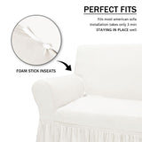 NICEEC Loveseat Cover Super Soft 1-Piece White Slipcover for Loveseats Stretch Universal Spandex Couch Covers for Living Room Easy Fit Washable Furniture Sofa Protector with Skirt NICEEC
