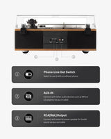 ANGELS HORN Vinyl Record Player, Bluetooth Turntable with Built in Speakers Phono Preamp, High Fidelity Turntables for Vinyl Records with Magnetic Cartridge AT-3600L, Belt Drive 2-Speed ANGELS HORN