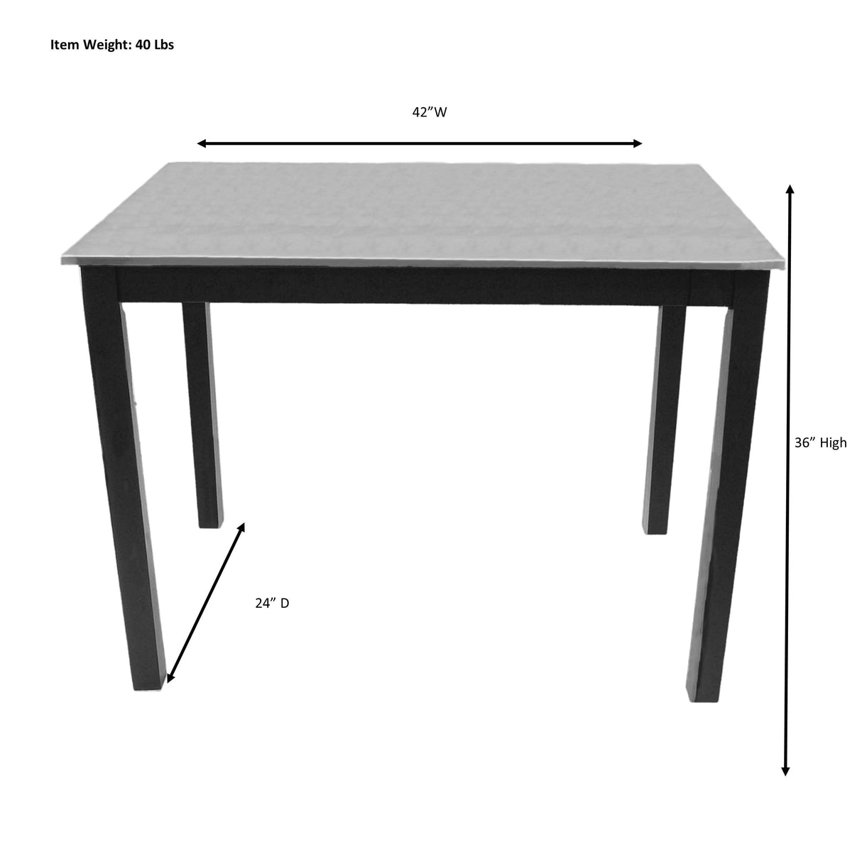 Carolina Chair & Table Cambell Stainless Steel Top Counter Height Bar Table – Contemporary Rectangular Alloy Steel Base with Natural Wood Legs Furniture - Stylish Chestnut Black Handle (Antique Black) Carolina Chair & Table
