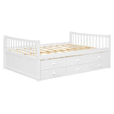 Harper & Bright Designs Full Size Daybed with Twin Size Trundle and 3 Storage Drawers, Wood Full Captain’s Bed with Trundle Bed, Full Platform Bed Great for Kids Guests Sleepovers (White) Harper & Bright Designs