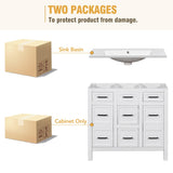 Harper & Bright Designs 36" Bathroom Vanity with Sink, Free Standing Single Basin Vanity Set with 2 Doors & 4 Drawers, Modern Wooden Bathroom Cabinet with Resin Basin for Bathroom, White Harper & Bright Designs