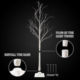 LightsUp Birch Tree with LED Lights 4+6+8FT, 3PK Artificial Christmas Tree Prelit with 8 Lighting Modes and Timer, Lit Twinkling Twig Tree Warm White for Xmas Home Outdoor Indoor Decoration LightsUp
