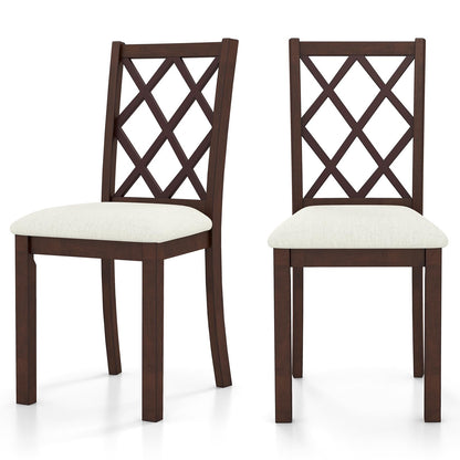 Giantex Wood Dining Chairs Set of 2, Farmhouse Kitchen Chair with Rubber Wood Legs, Max Load 400 Lbs, Armless Wooden Dining Side Chairs w/Cushion Seat, High Back Upholstered Dining Room Chair - WoodArtSupply