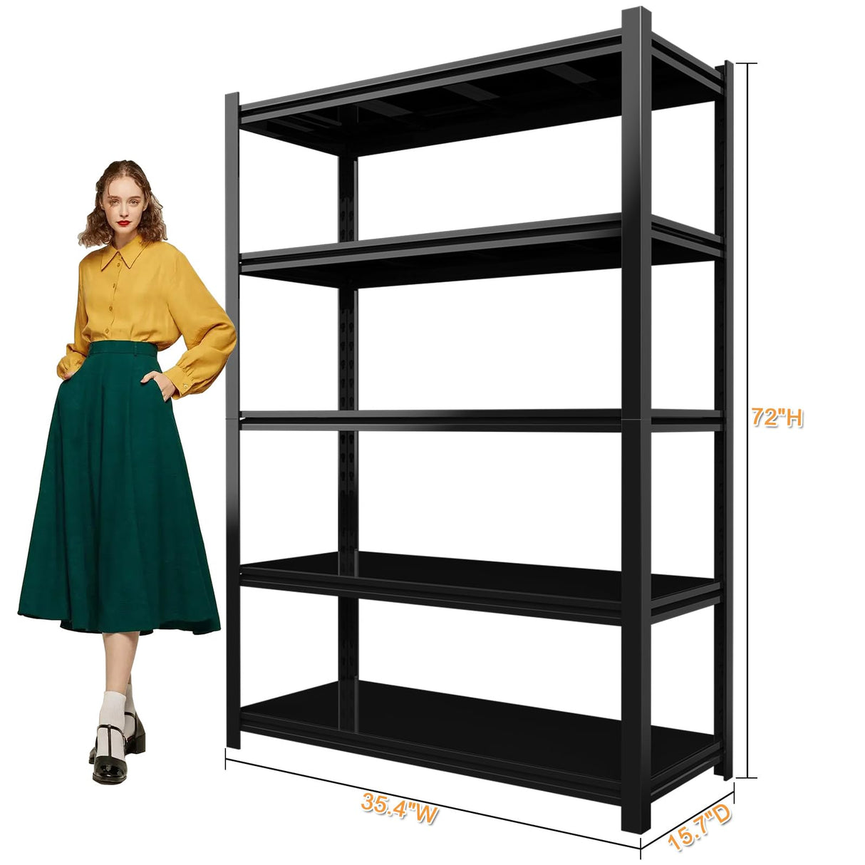 Vaernevy 35.4” W Garage Shelving Units, 5 Tier Metal Shelving Heavy Duty, Adjustable Shelves for Garage Storage, 2500lbs Industrial Metal Shelf Unit for Basement/Warehouse/Shop Vaernevy