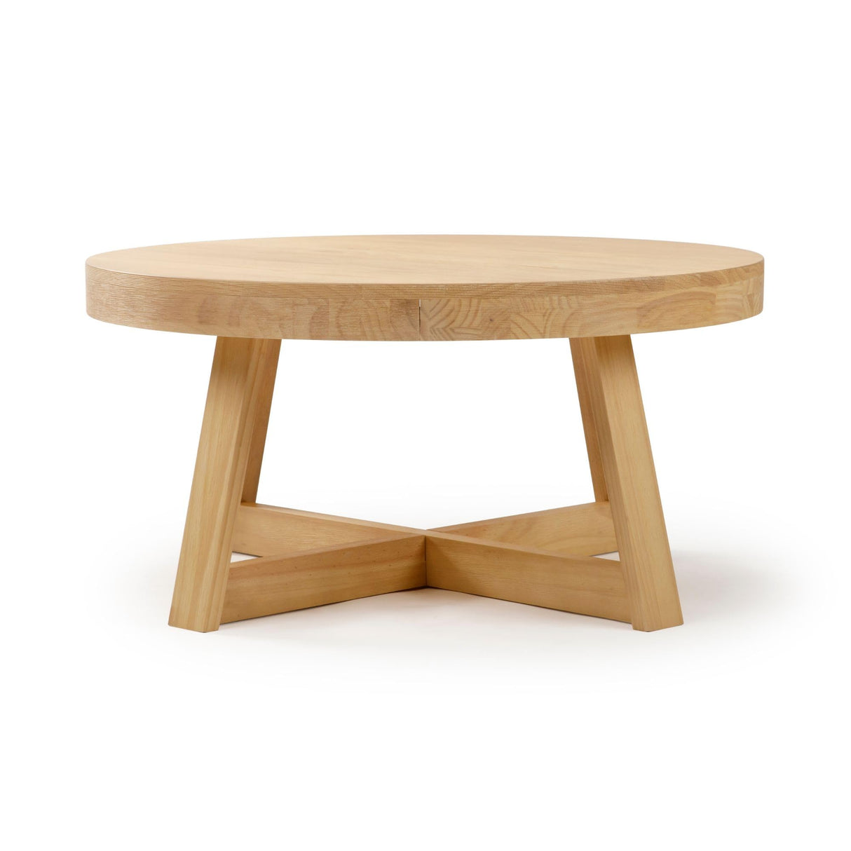 Plank+Beam Classic Round Coffee Table, 36 Inch Farmhouse Coffee Table, Rustic Mini Center Tables for Small Spaces, Small Living Space Tea Table, Blonde Wirebrush Plank+Beam