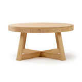 Plank+Beam Classic Round Coffee Table, 36 Inch Farmhouse Coffee Table, Rustic Mini Center Tables for Small Spaces, Small Living Space Tea Table, Blonde Wirebrush Plank+Beam