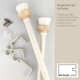 SKYPLUS LIVING Nordic Style White Single Curtain Rod Set with Decorative Finials, 36-72 inch, Standard Single Drapery Rod for 1 Pack, 1 Inch diameter, Adjustable Length (36-72'', White) SKYPLUS LIVING