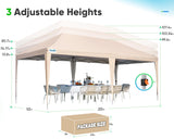 Quictent 10x20ft Pop up Canopy Tent Party Tent Outdoor Event Gazebo Waterproof with Roller Bag(Beige) Quictent