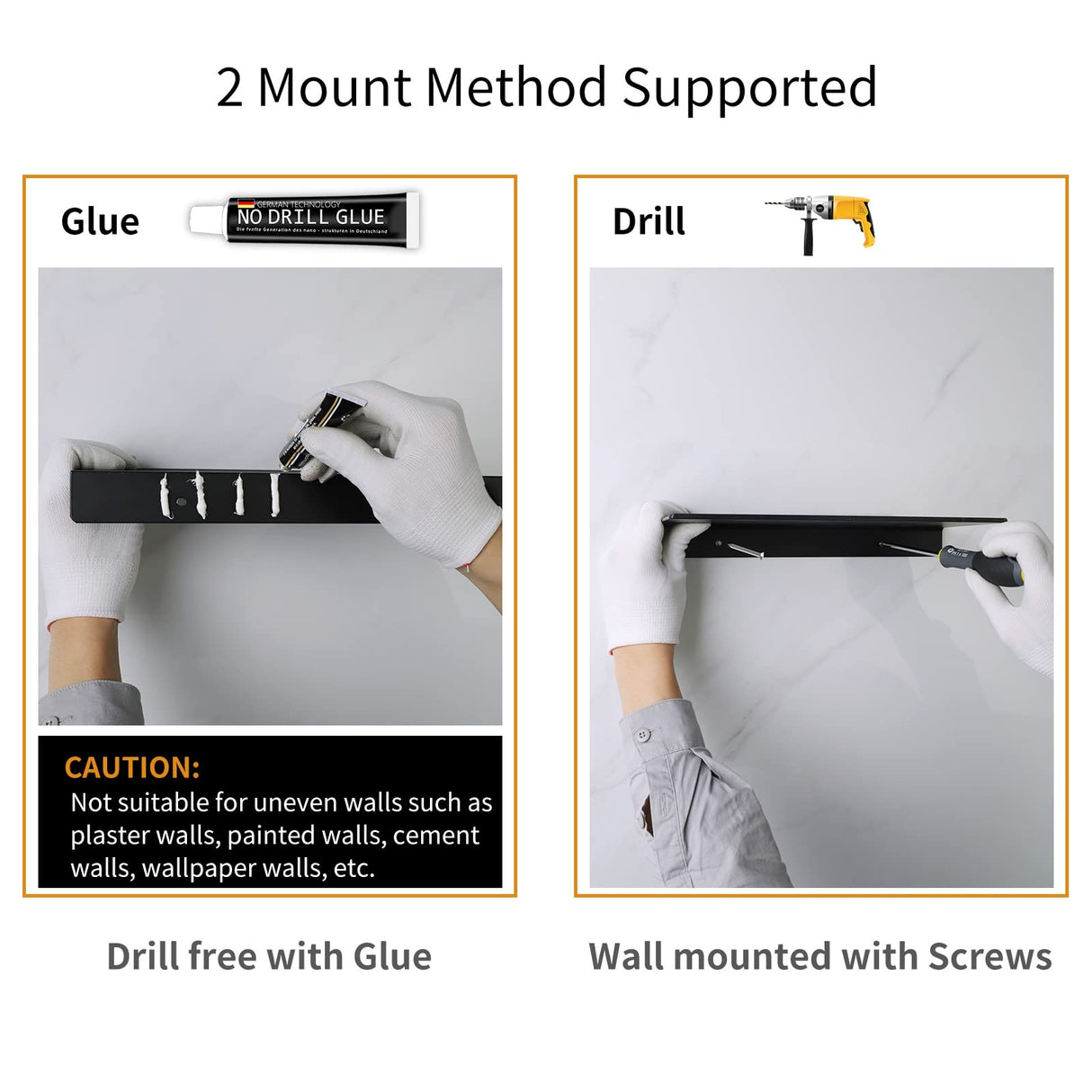 Danpoo Metal Wall Shelf, Black Floating Shelf, Small Bathroom Shelf, 12" Display Shelves for Wall Storage Danpoo