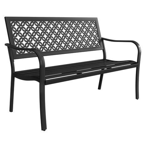 Grand patio 50" Outdoor Bench Garden Bench with Armrests Bench for Outdoors Lawn Yard Porch Black Grand patio
