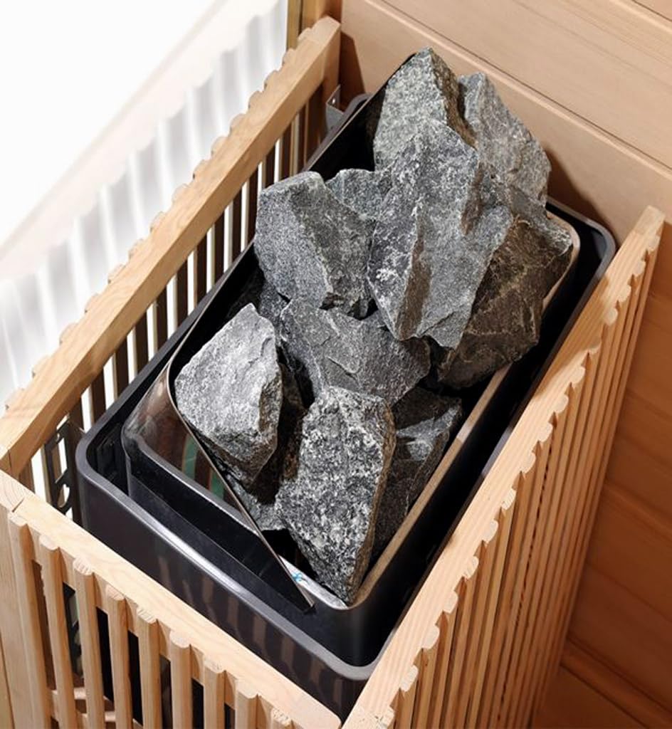 Canadian Hemlock Wood Traditional Swedish Wet or Dry 4-5 Person Glass Wall Sauna, with 6KW Heater, Rocks, Water Bucket, Ladle, LED Lights MCP-Distributions