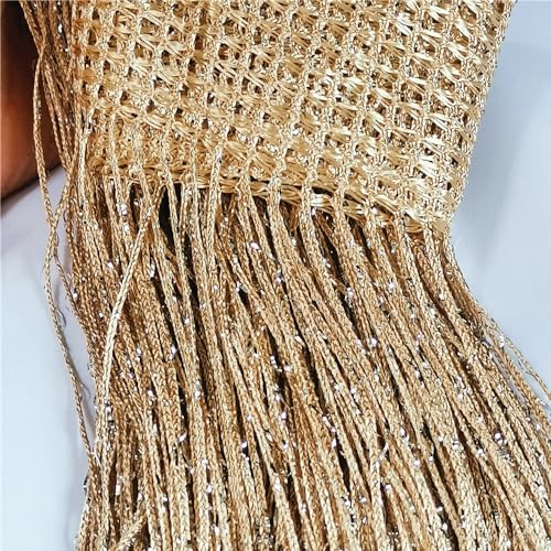 ave split Decorative Door String Curtain Wall Panel Fringe Window Room Divider Blind Divider Tassel Screen Home 100x200centimeter (Champagne18) ave split