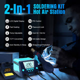 TOAUTO DS882 Soldering Station, 2 in 1 Soldering Iron Hot Air Gun Rework Station Kit with LCD Display,°F /°C, Cool/Hot Air Conversion, Auto Standby & Sleep, Temperature Memory & Lock & Correction TOAUTO
