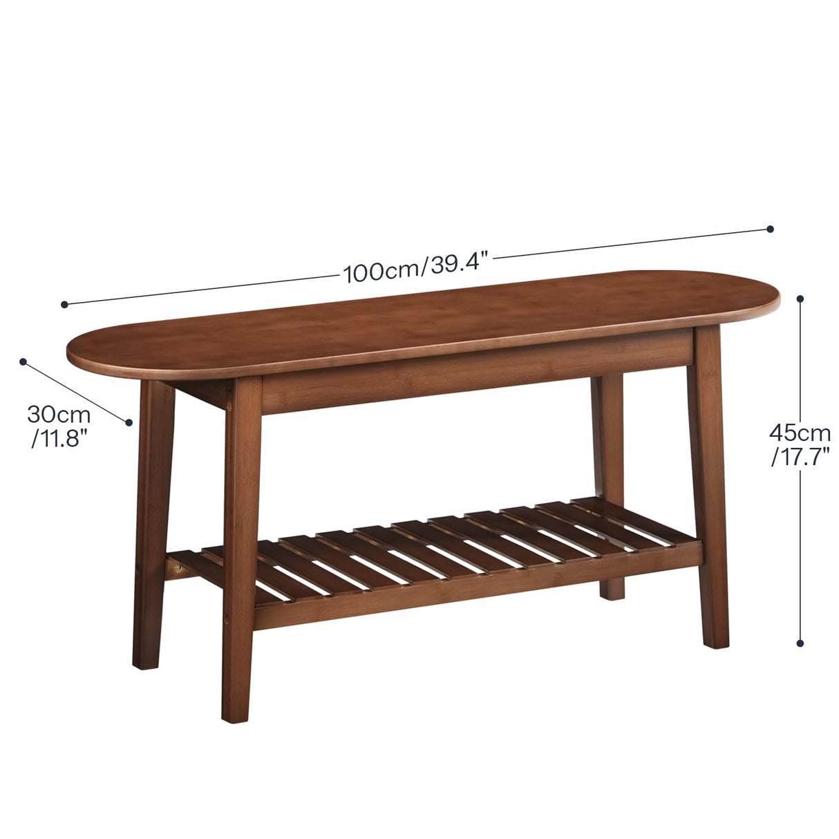 HOOBRO Dining Bench, 2-Tier Bamboo Farmhouse Entryway Bench, Indoor Storage Wooden Bench for Living Room, Dining Room, Hallway, Bedroom, Entryway, Bathroom, Brown BR06CD01 HOOBRO