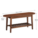 HOOBRO Dining Bench, 2-Tier Bamboo Farmhouse Entryway Bench, Indoor Storage Wooden Bench for Living Room, Dining Room, Hallway, Bedroom, Entryway, Bathroom, Brown BR06CD01 HOOBRO