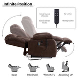 TEKAMON Dual Motor Power Lift Recliner Chair for Elderly, Breathable Leather Recliner with Heat & Massage, Lay Flat Sleeping Chairs with Infinite Position, Remote Control & USB Ports(Brown) TEKAMON