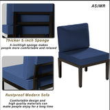 ASJMR Patio Furniture Set,15 Pieces Modern Outdoor Conversation Set w/43in Gas Fire Pit Table, Outdoor Metal Sectional Sofa with 55000 BTU Propane Fire Pit ASJMR