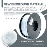 WISDREAM FlexiTough Flexible Filament Developed Specifically for Printing Airless Basketballs,1.75mm,1KG (2.2lbs),Compatible with Most FDM Printers,White WISDREAM