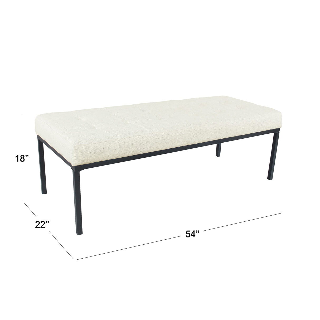 HomePop Tufted Metal Bench - Stain-Resistant Cream Woven HomePop
