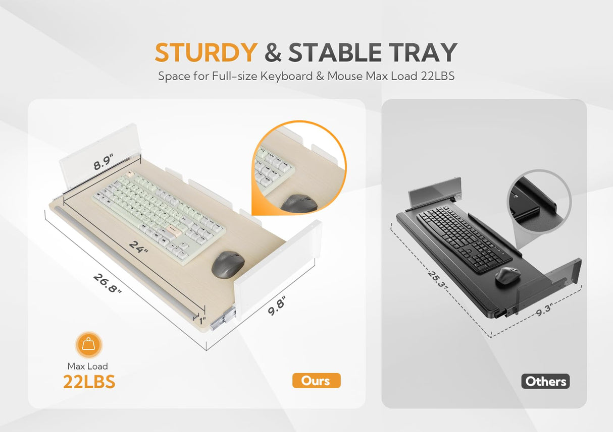 Claiks Standing Desk with Keyboard Tray, Electric Standing Desk Adjustable Height, 48x24 Inches Sit Stand up Desk with Splice Board, Raising Desk for Home Office, Natural Claiks
