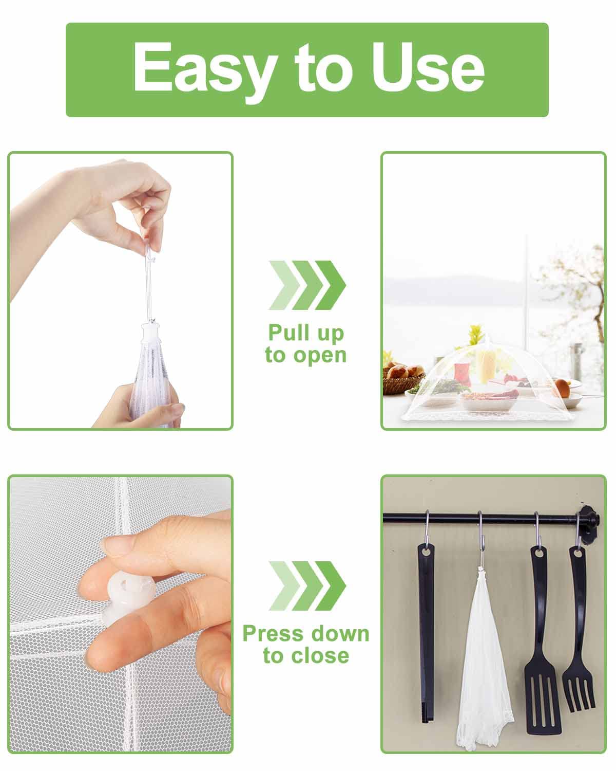 Lauon Large Food Cover,6 Pack Mesh Food Tent,17"x17",White Nylon Covers,Pop-Up Umbrella Screen Tents,Patio Net for Outdoor Camping, Picnics, Parties,BBQ,Collapsible and Reusable Lauon