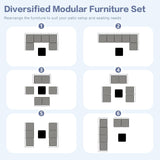 XTWEEX 7-Piece Outdoor Rattan Sectional Sofa Set, Wicker Patio Furniture with Coffee Table, Grey Cushions, Patio Conversation Set for Your Villa, Balcony, Porch, Backyard XTWEEX