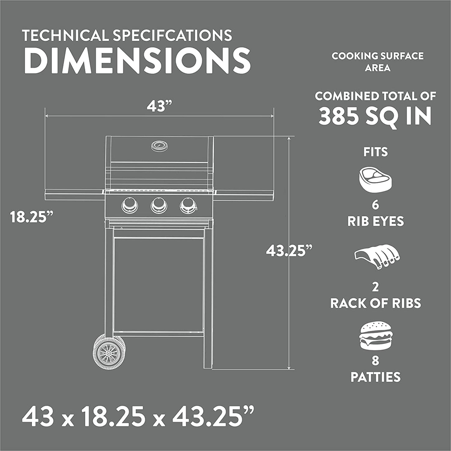 GasOne GP-1030S One 3 Burner Stainless Steel– Outdoor Cabinet Style with Wheels-High-Temperature Paint Coating Gas BBQ Grill – Elegant and Luxurious Design, Black