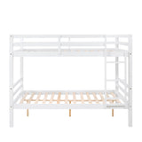FLEXISPOT Full Over Full Solid Wood Bunk Bed with Thick Posts,Wooden Bunk Bed with High Guardrail and Ladder for Kids, Teens, Dorm Rooms, and Guest Rooms,No Box Spring Needed,White FLEXISPOT