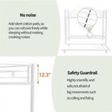 GNIXUU Twin Over Twin Metal Bunk Bed with Trundle, Heavy Duty Sturdy Beds Frame with Side Ladder, Convertible Bunkbed Safety Guardrails, No Box Spring Needed, White GNIXUU