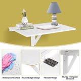 IFANNY Wall Mounted Folding Desk, Fold Down Desk Drop Leaf Table, Laundry Folding Table, Wood Floating Desk for Wall, Foldable Computer Desk Wall Mount, Wall Desks for Small Spaces (White) IFANNY