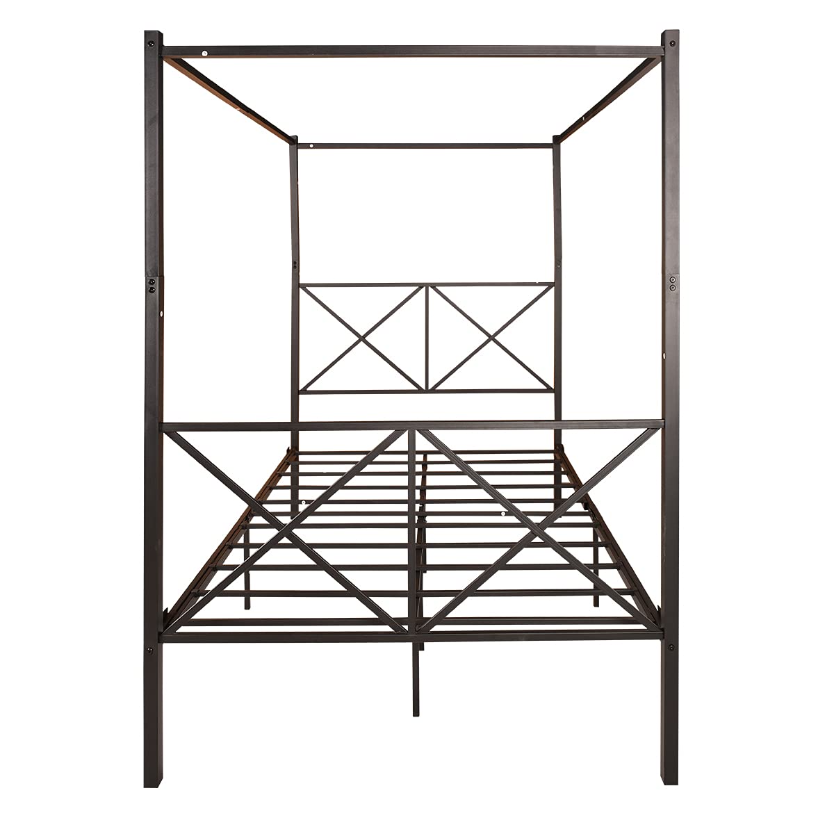 LUMISOL Metal Canopy Bed Frame Full, Four Posters Platform Bed Frame with X-Shaped Headboard and Footboard, No Box Spring Needed, Black LUMISOL