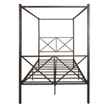 MaiDeHaoo Metal Canopy Bed Frame Full Size Four Posters Bed Frame with Headboard and Footboard, Heavy Duty Steel Slats Support & Underbed Storage Space, Black MaiDeHaoo