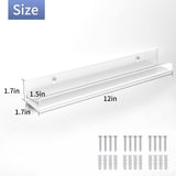 Laurensory Vinyl Record Shelf Wall Mount, 12 inch Clear Acrylic Album Record Holder Display, Floating Shelves for Wall, Magazine Shelf, Kids Bookshelf, Suitable for Bedroom, Living Room, etc.—6 Pack Laurensory