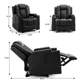 COMHOMA Power Recliner Chair PU Leather Electric Massage Recliner Sofa for Living Room Home Theater Seating with Cup Holders and LED Lighting(Black) COMHOMA