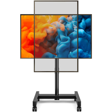 YOMT Mobile TV Cart Rolling TV Stand for 13-50 inch Screens, Tilting and Rotating Mount, Portrait to Landscape, Height Adjustable Portable TV Stand with Wheels Holds up to 44lbs Max VESA 200x200mm YOMT
