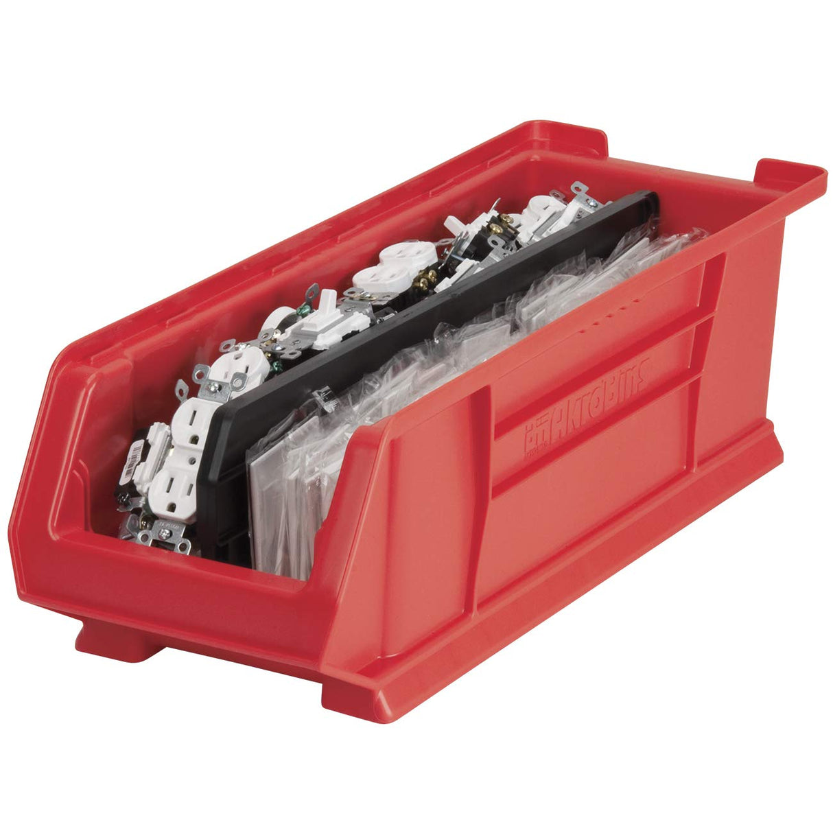 Akro-Mils 30284 Super-Size AkroBins Plastic Storage Bins, Space-Saving Stackable Bins for Garage, Classroom, Warehouse Organization, 24-Inch L x 8-Inch W x 7-Inch H, Blue, 4-Pack Akro-Mils