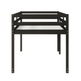 PVWIIK Loft Bed/Twin Size with Under The Bed Storage and Ladder for Kids/Boy/Girl Bedroom,Wooden Bedframe with Slats Support & Easy to Assemble,No Box Spring Needed,Black PVWIIK
