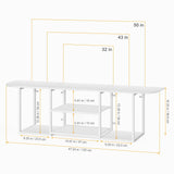 BTY Floating TV Stand for 50" TV Wall Mounted Entertainment Center with 3 Tier Open Storage Shelf, Wooden Media Console for Living Room, Bedroom, Under TV Shelf, White BTY