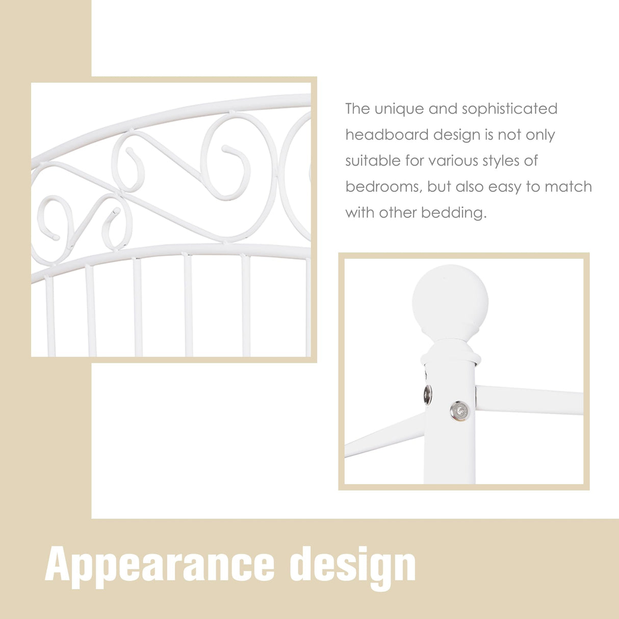 AUFANK Full Size Canopy Bed Frame Four-Poster Metal Platform Bed with Headboard and Footboard Sturdy Heavy Duty Steel Slat Support No Box Spring Needed White AUFANK